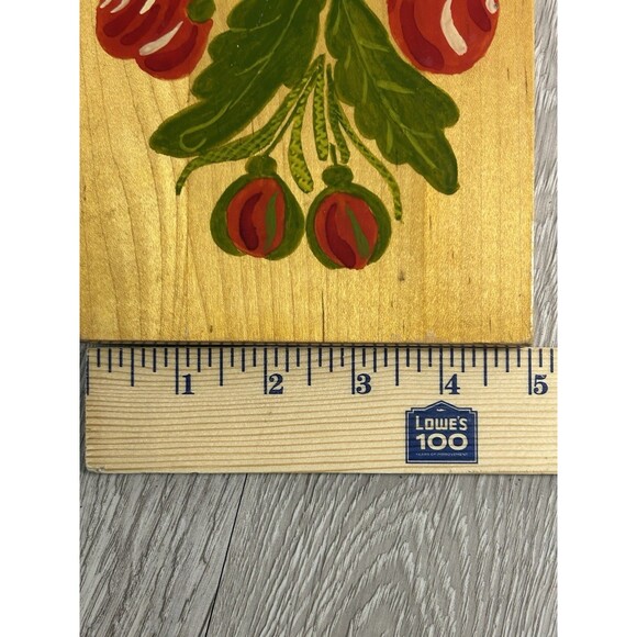 Vintage Hand Painted Wood Kitchen Wall Art Red Flowers PA Dutch Style Vermont - Picture 9 of 9